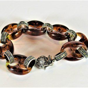 Judith Jack Faux Tortoise Sterling Silver Bracelet